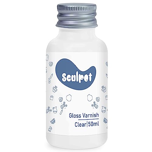 kintsukuroi Air Dry Clay Gloss Varnish, 50ml Gloss Finish Glasur für Ton, Hochglanz & Kratzfest & Wasserfest, Klarlack Entwickelt für Lufttrocknender Ton