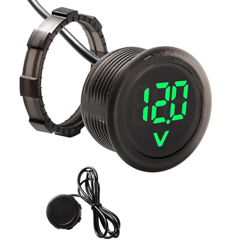 VooGenzek DC 5-100V DC Digital Voltmeter Wasserdicht, 2 Drähte Spannungsmesser 3-Digit LED Anzeige, mit Anti Konnection Schutz, für Autos Fahrzeuge Motorräder Boote, Grün