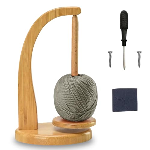 OUTALIZ Wollabwickler, Wollhaspel Rotierender Yarn, Rotierender Magnetischer Garnständer Aus Holz, Yarn Winder Garnrollenhalter, für Häkel und Strickzubehör Geschenke (Holzfarbe)