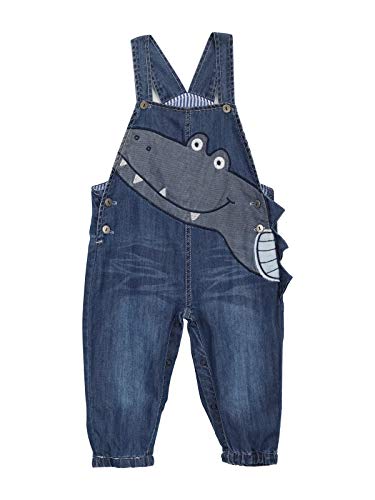 Camilife Baby Jungen Mädchen Jeans Latzhose Strampler Overalls Weiche Baumwolle Denim Hose Dünn für Frühling Sommer Cartoon Krokodil Größe 80-86