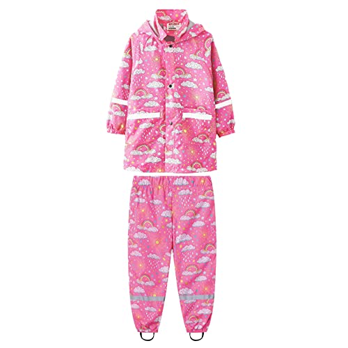 Dinosauriermantel + Hosenanzug Regen-Set Regenjacke Kinder Wasserdicht Regenanzug mit Kapuze Netter Cartoon Regenbekleidung Outdoor Jacke Hosen Anzug Lightweight 2 Stück Sets Leicht