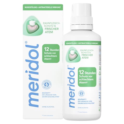 meridol Mundspülung Zahnfleischschutz & Frischer Atem 400ml - antibakterieller Effekt für gesunde Zähne & Zahnfleisch, 12h frischer Atem, ohne Alkohol