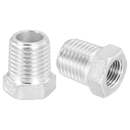 QUARKZMAN 1/4" Männlich NPT auf 1/8" Weiblich NPT 304 Edelstahl Reduzierstück Sechskantmuffe, Reduzierung Reduziernippel für Industrielle, Öl-/Gas- und Sanitärsysteme