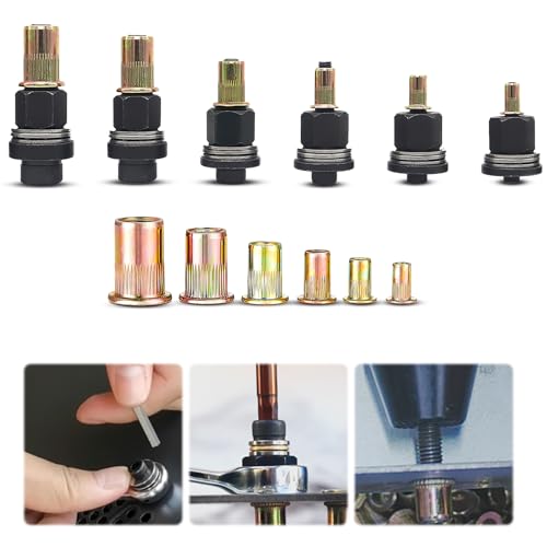 36 Stück Nietmutternzange set Nietenzange Nietmuttern M3 M4 M5 M6 M8 M10 Einnietmuttern Set Runde Flachkopf Gewinde Rivet Nutsert Cap Muttern Manuelle Nietmaschine Zubehör