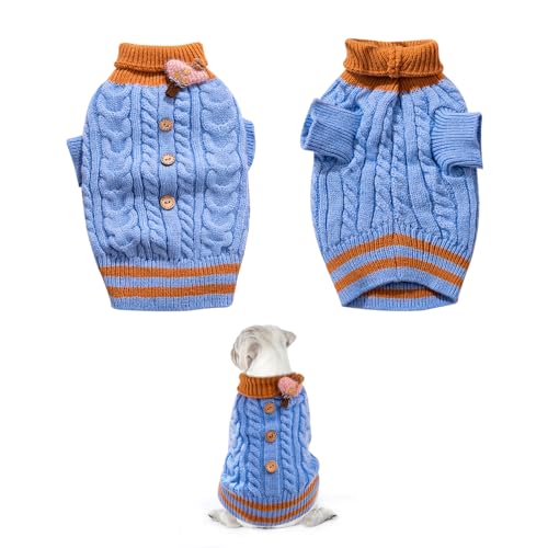 Hundepullover Hund Rollkragenpullover Strickpullover Mantel Winter Wärmer Gestrickter Weiche Häkeln Hundekleidung Weste für Haustier Herbst mittelgroße und große Hunde Welpen Katzen (2XL)