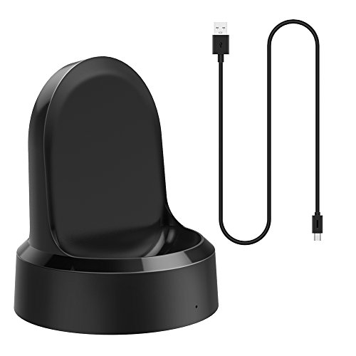 Simpeak Ladegerät Kompatibel mit Samsung Gear S3 Frontier/Classic/Gear S2/Gear Sport/Galaxy Watch, 2 in 1 Ladestation mit USB Ladekabel für SM-R770/SM-R760/R600N/R800/R805/R810 - Schwarz