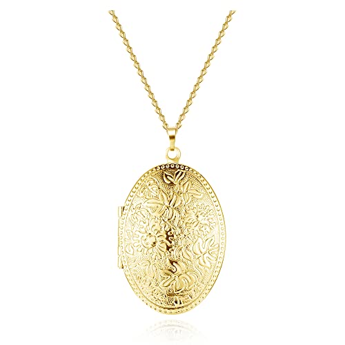 Zysta Vintage Charms Medaillon Kette für Foto Bilder Oval Anhänger zum öffnen Kupfer Amulett für Damen Mädchen Herren (#2)