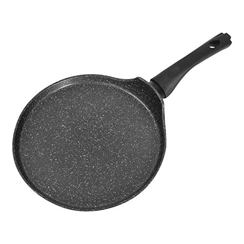 Blackmoor Home Pfannkuchenpfanne 26 cm – Antihaft-Steinbeschichtung, Cool-Touch-Griff, Induktion & Gas geeignet, flacher Crêpes-Tawa, Schwarz 67249