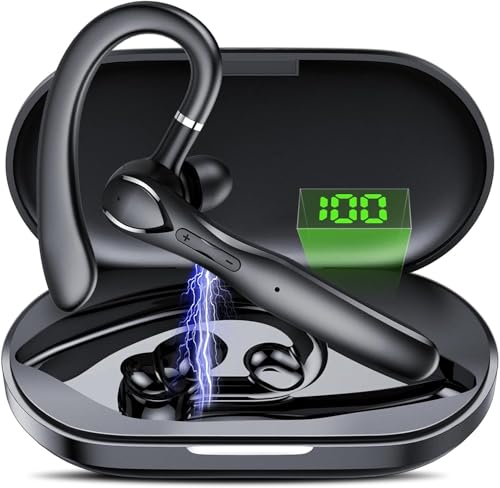 FAMOO Bluetooth Headset, Kabelloses Headset mit Noise Cancelling Mikrofon CVC8.0, Bluetooth V5.3 Headset,100 Std Spielzeit Bluetooth Headset, Ladebox LED Anzeige,Headset Kabellos für Büro/Geschäft