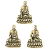 GETAJGHSD 3 Stück Buddha Statue, Kupferstatue, Kupferfigur, Kupferhandwerk, Figur, Kupferhandwerk, Retro Kupferdekor, Kupferhandwerk, Statue
