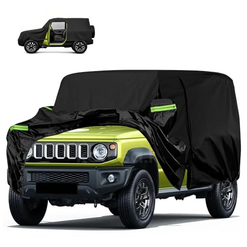 Abdeckung für Suzuki Jimny (3-Türer 1998–2024), Dupont Oxford Abdeckplane für Suzuki Jimny, Vordertür mit Reißverschluss，Vollgarage für Suzuki Jimny Ganzjahresschutz, Wasser und UV Beständig