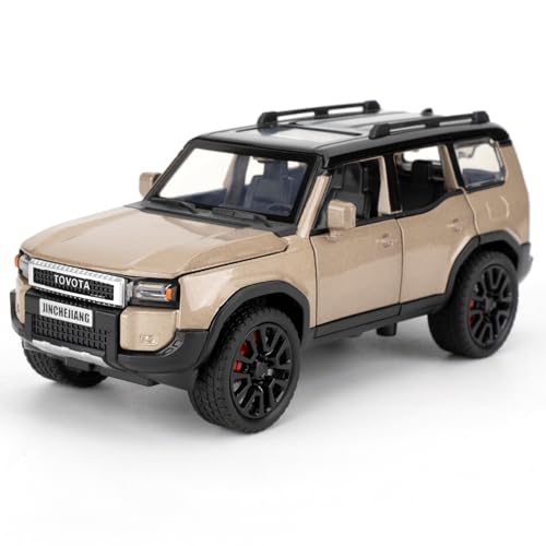 imtfzct 1/32 Toyota Prado Leichtmetallmodell, Kinderspielzeugauto mit Pull Back Funktion, Sound- und Lichtmodellauto, Kinderspielzeug mit zu öffnenden Türen, Geschenk für Kinder von 4-7 Jahren (Gold)