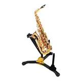Klappbarer Saxophonständer für Alt- und Tenorsaxophon - Höhenverstellbar, robust und dick, Zubehör, mit Tragbar Stoffbeutel für Altsaxophon und Tenorsaxophon, Schwarz
