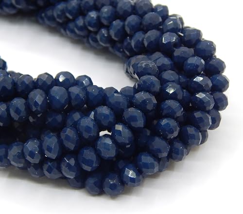 160 Stück Tschechische Böhmische Kristallperlen 3mm x 2mm Tschechische Perlen CZ Glasschliffperlen Facettierte Rondelle Kügelchen Glasperlen 1 strang (Marine Blau Opak)