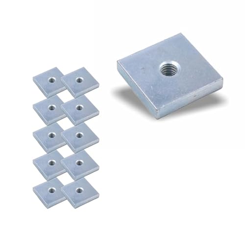 Nutenstein | Gewindeplatte 20x20x4 mm M6 Gewinde mittig | Stahl galvanisch verzinkt (10 Stück)
