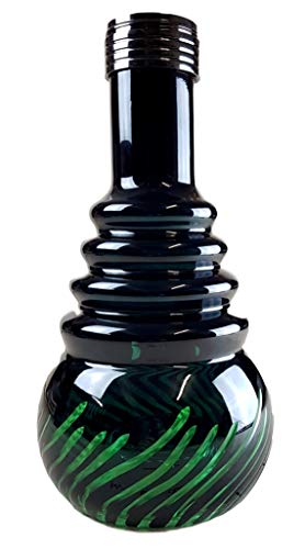 Ersatzglas für Shisha | Bowl Schraub-Gewinde | Farbe - Grün | Ersatzbowl für Wasserpfeife | Höhe - 30cm | Shisha Vase mit LED Aussparung für Diverse Wasserpfeifen | Zubehör für Nargileh | AS-16