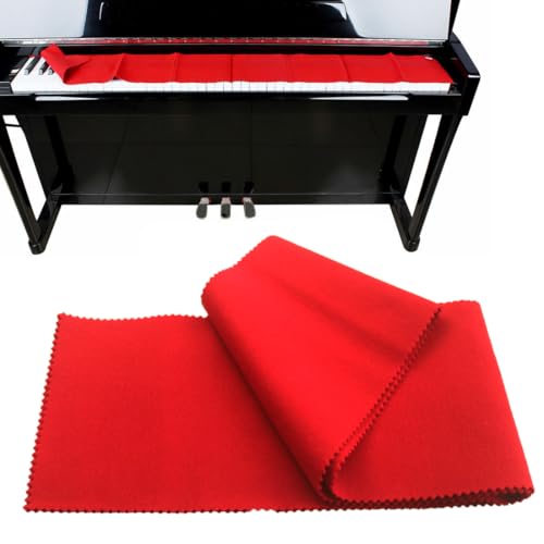 Klaviertastatur-Abdeckung, Staubschutz für Klaviertastaturen, weiche Klaviertasten-Schutzhülle, lichtechte Klaviertastenabdeckung, rot, 125 x 15 cm