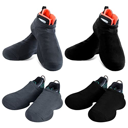 SATINIOR 4 Paar Tanzschuhsocken über Sneaker für glatte Böden, zum Schutz der Knie, Schuhschieber, Balletttänzer, Turnsocken, schwarz, grau, Medium