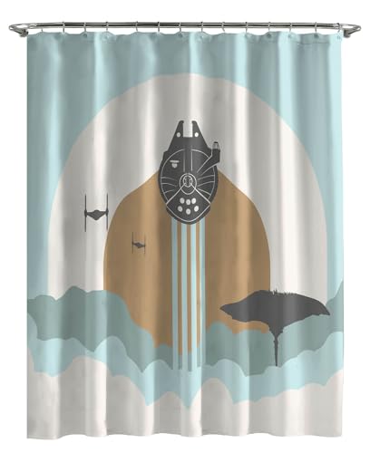 Jay Franco Star Wars Millennium Falke Duschvorhang 178 x 182 cm – Badezimmerdekor in neutralen Farbtönen