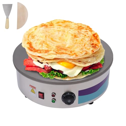 220V 3000W Crepes Maker Ø 45Cm Antihaftbeschichtete Platte Fladenbäcker Einstellbare Temperatur 122-572 ℉ Pancake Maker Pfannkuchen Maker Crepemaker Mit Spreizer, Spachtel