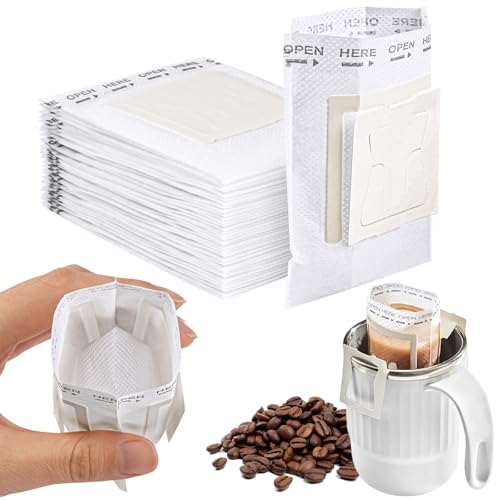 HOTUT Drip Coffee Bag Einweg, 40 Stück Hängende Ohrtropf Kaffeebeutel, Tragbare Kaffee Papier Filter, Kaffeefilter zum Aufhängen, klappbar Kaffee Tee Drip Filtertüten für Reisen, Zuhause, Büro