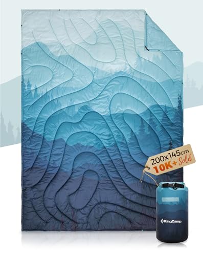 KingCamp Reisedecke Ultraleicht, Decke Wasserabweisend Kompakt,Outdoor Campingdecke Warme,kleines packmaß für Camping Büro Outdoor, (Frosttal,200x145cm)