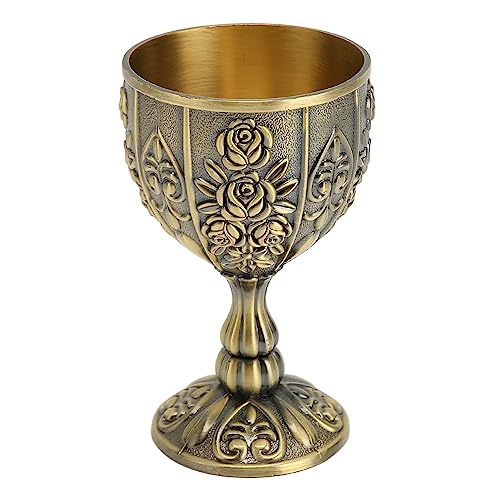 Mittelalterlicher Kelch, Vintage Metall Blumenmuster Kelchkelch Der Heilige Gral Kelch für Küche, Zuhause, Bar, Hochzeiten(Bronze)