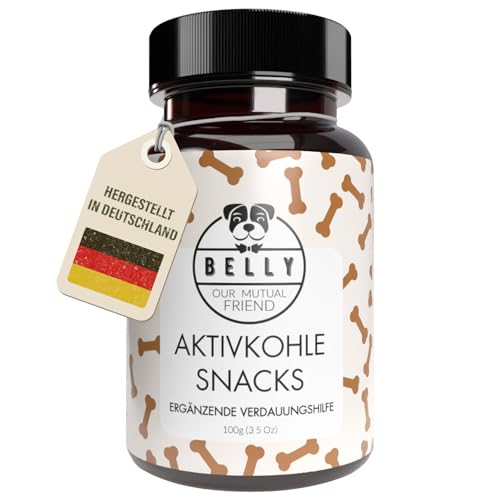 Belly Natürliche Kohletabletten Hund - 100g - Aktivkohle Tabletten, Kohletabletten gegen Durchfall Hund & zum Aufbau von Darmbakterien & Darmflora - mit Antioxidantien, Vitaminen und Mineralien, Vegan