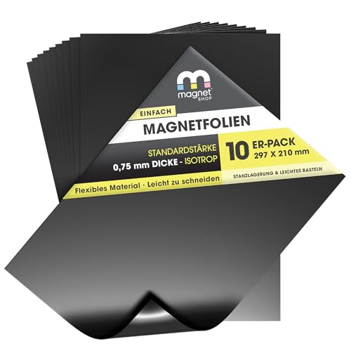 The Magnet Shop Einfache, flexibel Magnetfolien – Starke Autobahnqualität (Schwarz, A4-Blätter)