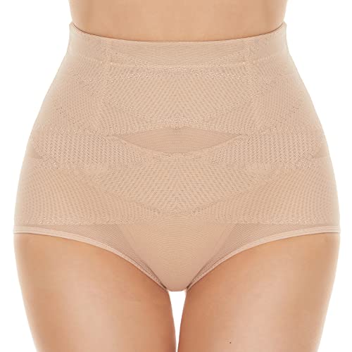 SIMIYA Damen Shapewear Unterhose Bauchweg Miederhose hoher Taille Unterwäsche Bauchkontrolle Miederpant weicher und bequemer Body Shaper für Frauen (Beige, XL)