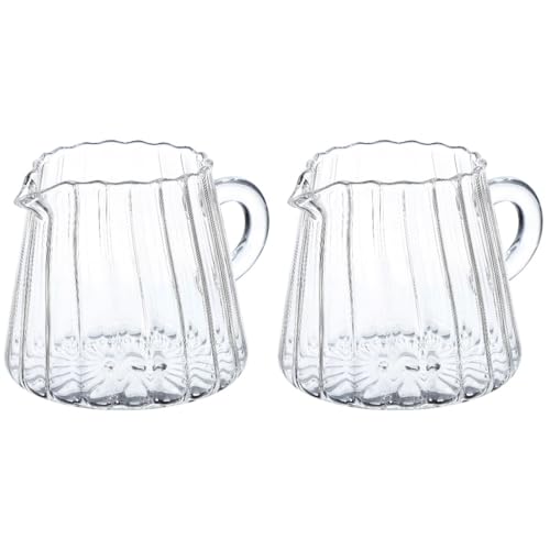 iplusmile Glaskrug Elegant Geformter Glas-Milchkännchen Teekrug Aus Glas Kaffee-Milchkännchen Kreativer Krug Zum Aufschäumen Von Milch Milchaufschäumer Tasse Milchkännchen (200 Ml)