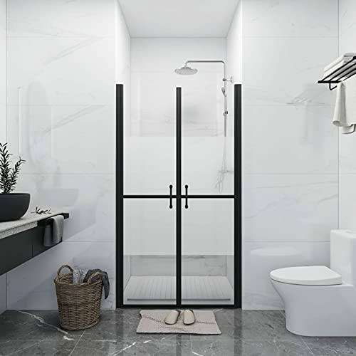 Vopese Duschtür Spritzfest Nischentür Pendeltür Duschkabine Schwingtür Duschabtrennung Dusche Badezimmer mit Handgriffe Halb Matt ESG (78-81) x190 cm Badmöbel
