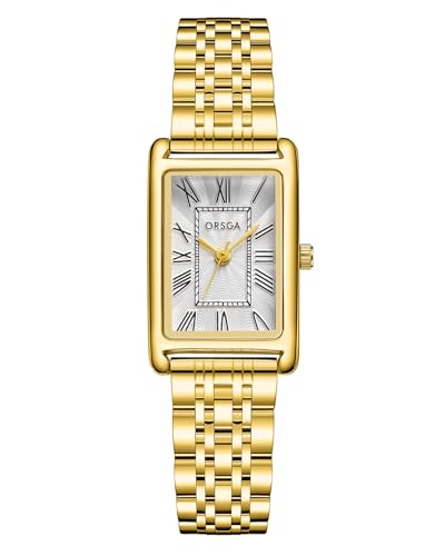 CIVO Damenuhr Gold Edelstahl Armbanduhr: Rechteckige Uhren Damen Analog Quarz - Klein Frauen Uhr Vintage Klassische