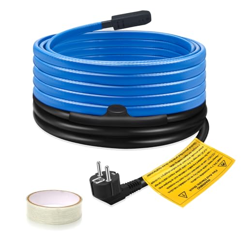 Rohrheizkabel für Rohrfrostschutz, Ci-Fotto 5M Selbstregulierendes Enteisungs-Heizkabel mit Eingebautem Thermostat zum Schutz von Wasserrohren, Metall-/Kunststoffhausrohren, Dachrinnen (17 W/M)