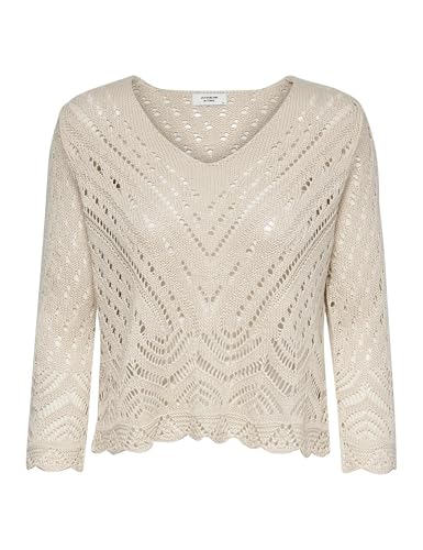 JdY Damen Jdynew Sun 3/4 Cropped KNT Noos Strickpullover, Tapioca, L EU