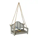 Tool & Tree Vogelfutterspender aus Holz 23,5x13x17,5 cm – Hängende Futterschaukel für Spatzen, Meisen, Wildvögel – FSC-Zertifiziert, dekorativer Futterspender für Garten, Balkon & Terrasse – Grau
