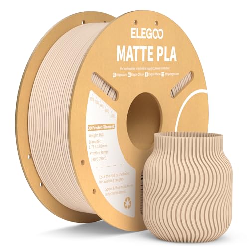 ELEGOO Matte PLA Filament Matte Beige 1KG, 1.75mm 3D Drucker Filament Maßgenauigkeit +/- 0.02mm, 1kg Kartonspule (2.2lbs) für die meisten FDM 3D Drucker