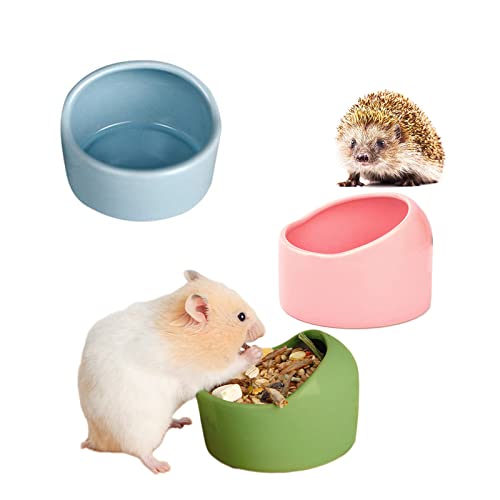 3 Stück Hamster Keramik Futterschalen, Kleintiere Keramik Futterschale, Keramik Napf für Haustiere, Keramische Hamster Futternapf, Anti-Biss Keramik Futterschalen für Meerschweinchen, Feeder