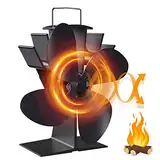 Dancial Kaminventilator,Holzofenventilator Wärmebetrieben, Leiser Öko-Kaminventilator mit 4 Flügeln, Nicht Elektrischer Ofenventilator für Holz/Kamin/Holzkamin/Ofenrohr/Effiziente Wärmeverteilung
