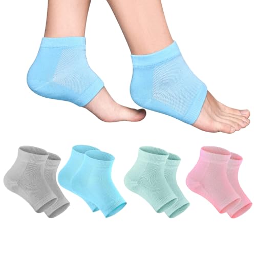 4 Paar Gel-Fersensocken, weiche, feuchtigkeitsspendende Socken, Gelfutter, zehenlose Socken, bequem, weich, belüftet, feuchtigkeitsspendend, geeignet für die Pflege der Haut, trockene, rissige High