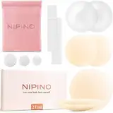 NIPINO® Nippelpads - Damen Nipple Cover mit Fashion Tapes | Wiederverwendbare Brustwarzen Abdeckungen | Unsichtbare Nippel Pads aus Hochwertigen Silikon [8 cm Ø]