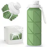 Popdigito Faltbare Wasserflaschen, faltbare Reisewasserflasche aus Silikon, auslaufsicher, flexibel, BPA-frei, tragbar,Wasserflasche, leicht, für Camping, Wandern, Sport, Wasserflaschen für unterwegs