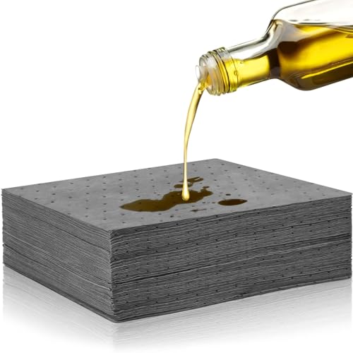 40 Stk. Universelle Ölauffangmatte, 25 x 33 cm Ölsaugtücher Ölbindematte für Werkstatt, Garage, Schwere Ölabsorptionsblätter Saugmatte für Flüssigkeiten auf Öl- und Wasserbasis