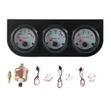 TKSE Triple Gauge Cluster 3 Gange Kit, Universal Car Triple Gauge Kit Wassertemperatur+Volt+Öldruckmesser 52 Mm Instrument