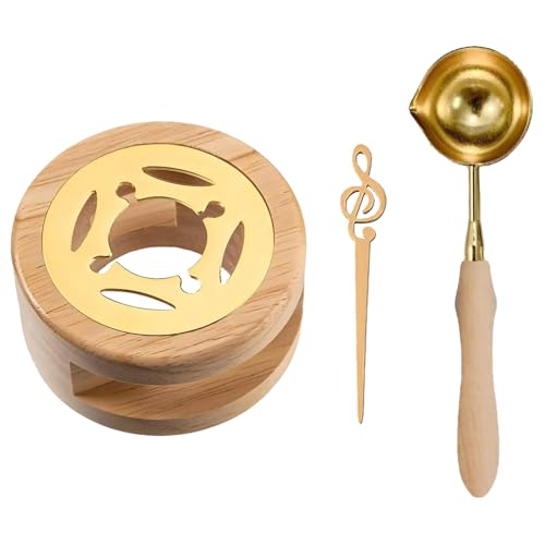 Siegelwachs-Ofen-Werkzeug,Wachssiegel Wärmer,Wax Seal Warmer Kits,Wachssiegelwärmer,Siegelwachs Schmelzofen,Wachssiegel Kit,Wachsheiztopf Mit Schmelzlöffel,Mit Rührnadel,Holzfarbe,1 Set