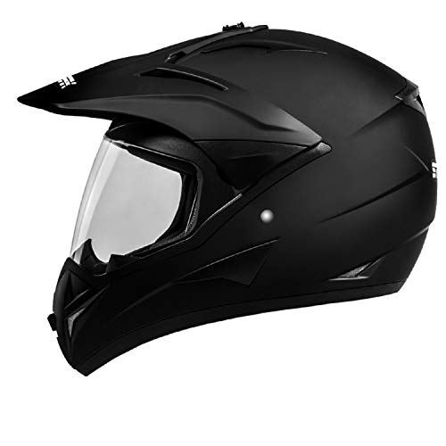 ATO-Moto 801 GS War Matt Enduro Helm mit Visier für Quad ATV Motocross Motorradhelm ECE 2205 Größe: XL 61cm