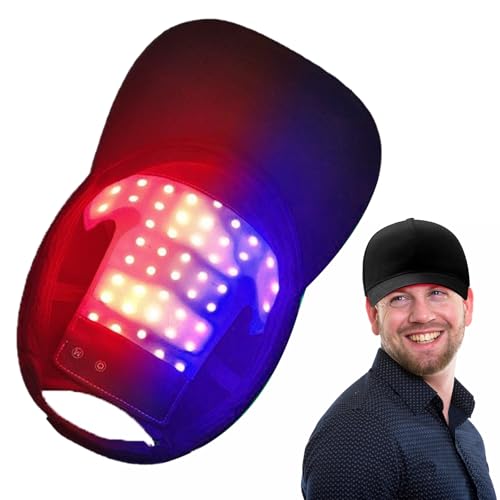 Haarwachstum Cap,LED Rotlicht-Therapiehut 470nm und 660nm,4 Modi Rotem und Blauem Licht Bestrahlung,erhöht die Aktivität der Haarfollikel,Haarpflege Anti-Haarausfall,Haarwuchs-Mütze mit Timing