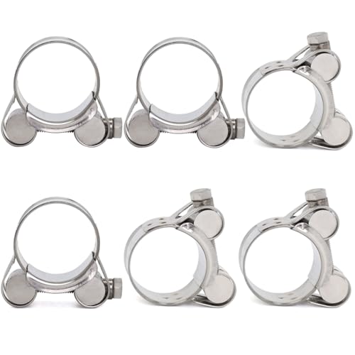 FamlTol 6 Stück Gelenkbolzenschellen Edelstahl Schlauchschellen Starke Schlauchklemme Spannbereich 32-35mm, Bandbreite 20mm
