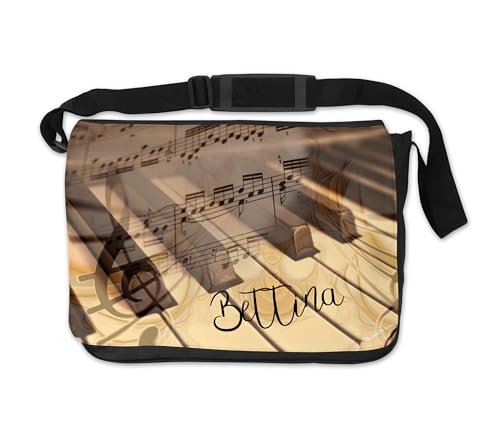 DRUC KLAUS Personalisierte Notentasche Klavier – Umhängetasche für Noten mit deinem Namen - einzigartiges Musikaccessoire für Pianisten