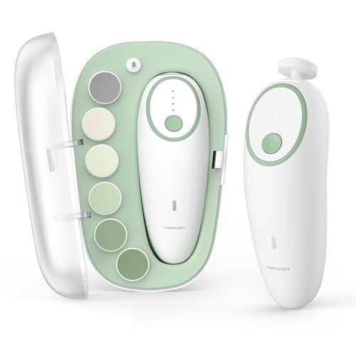 Momcozy Baby Nagelfeile Elektrisch, Sanfter Baby Nageltrimmer Elektrisch Wiederaufladbar, Baby Nagelknipser Elektrisch, 7 Schleifkopf Ersatzpads